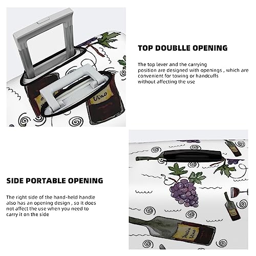 Wine Bottles And Grapes Luggage Cover Washable Elasticated Luggage Covers for Suitcase TSA Approved Stylish Scratch Resistant Luggage Case Protector4