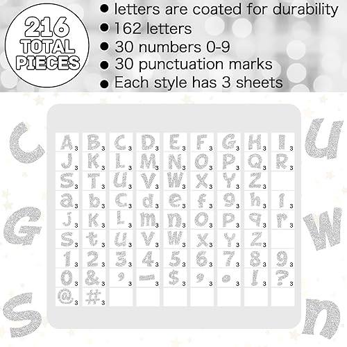 Colarr 216 Pcs Glitter Bulletin Board Letters For