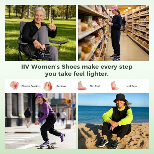 Image of IIV Womens Walking Shoes for Plantar Fasciitis, Arch Support Athletic Tennis Sneakers Orthotic Comfortable Shoes for Standing All Day US 5.5-11