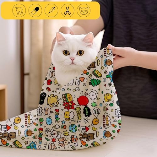 Image of Cat Grooming Wrap, Anti-Scratch & Escape-Proof, Suitable for Nail Clipping, Ear Cleaning, Teeth Brushing, Multi-Purpose Cat Grooming Hammock