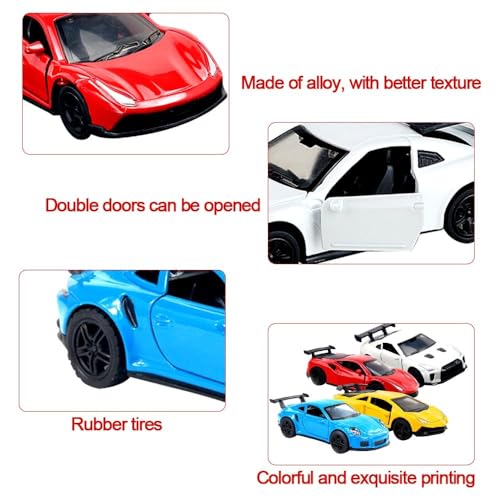 Image of PLUSPOINT Diecast Metal Toy car Set Pack of 4 Pull Back Racers Alloy Die Cast Racing Cars for Kids High Speed Metal Toy Car Play Set for Children Best Gifts Toys for Boys