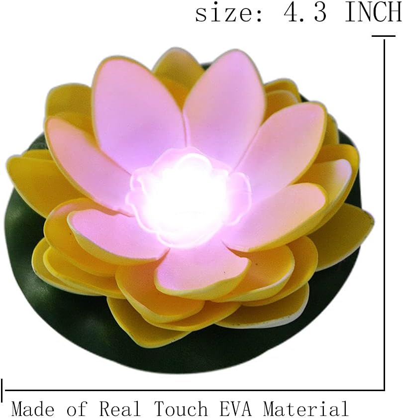 Acmee LED Light up Floating Lily pad Water Floating LED Lotus Light Color Changing Pool Decoration Light LED Floating Flowers Light for Ponds, Pools or Fish Tank Decor (6 Lotus and 2 Lily Pads)