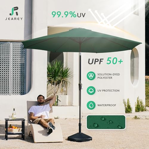 Image of JEAREY 10FT Outdoor Patio Umbrella, Market Umbrella, Dark Green
