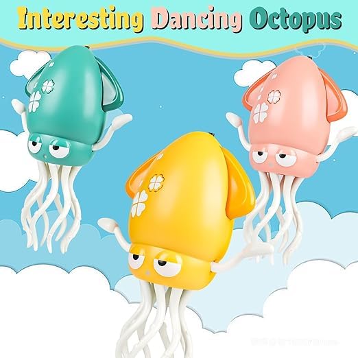 Image of ACROWN Electric Dancing ans Smoke Octopus Toy with Led Light and Music and Smoke, Playful Automatic Evasion Crawling Dancing Octopus with Fishing Rod, Smart Dancing Squid Toy (Big Octopus USB)