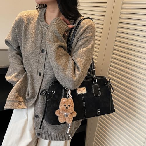 Sac en polyuréthane avec pendentif ours chic et grand compartiment - 3