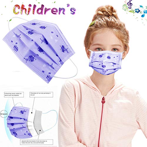 AJooED descartável, 3 camadas, 50 peças, projetado para crianças, ideal para viagens, trabalho, uso