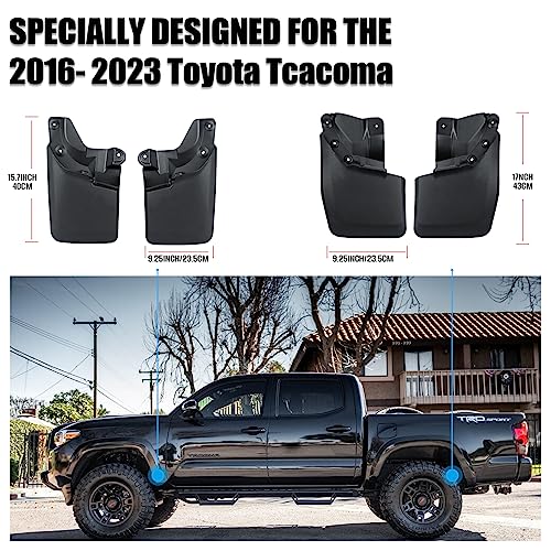 Image of Mud Flaps Compatible with Toyota Tacoma 2023-2016 (with Fender Flares) Mud Guards Splash Guards Tire Protector Mudguard [Doesn't Fit SR]