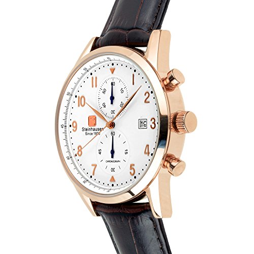 Men's S0921 Lugano Chronograph Stainless Steel and Brown Leather Dress Watch3