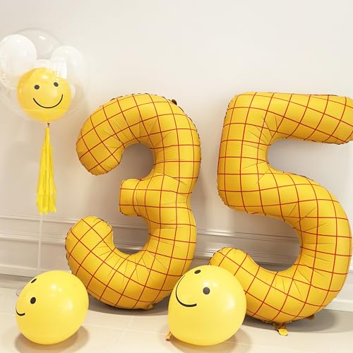 Image of 40 inch Large Number Balloon 46 Toy Inspired Story Yellow Birthday Balloon | Western Rodeo Party Supplies Boy Girl Story Anniversary Kids Birthday Party Cowboy Farm Themed Baby Welcome Decorations