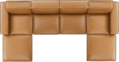 Miniatura 3 de Modway Restore - Sofá seccional de cuero vegano de 6 piezas en color marrón