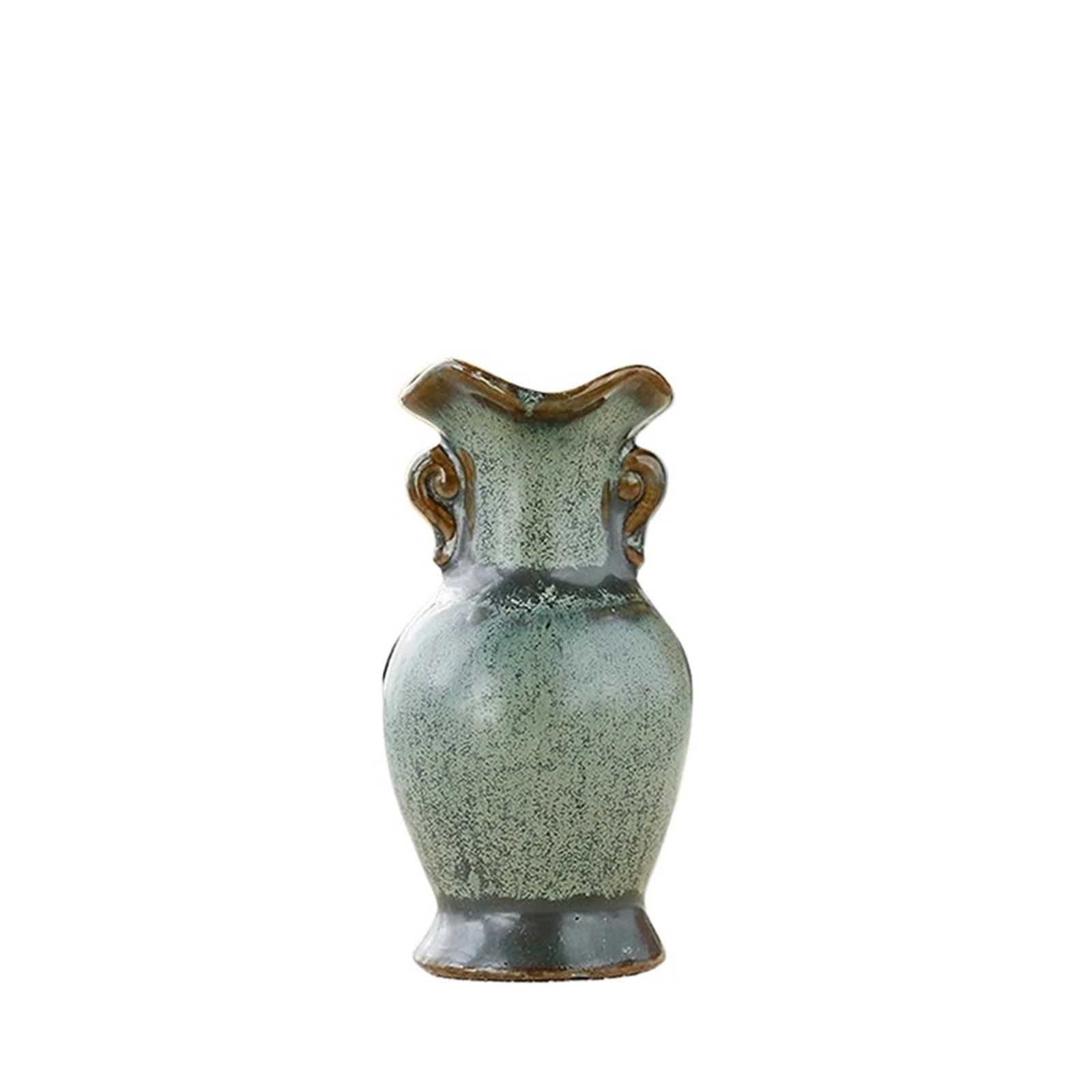 Vase en céramique décoration hydroponique salon fleur rétro verte 1 pièce