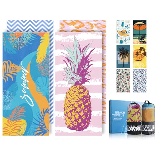 Microfibre Beach Towels 200x90cm 2 Pack