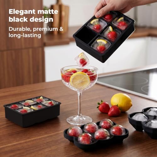 Image of Lifelong Ice Cube Tray - Set of 3 | Silicone Ice Moulds for Freezer | Square, Round & Diamond | Food-Grade, Leakproof, Easy Release | Large Cubes for Cocktails, Yogurt, Ice Cream(-30C to 280C)