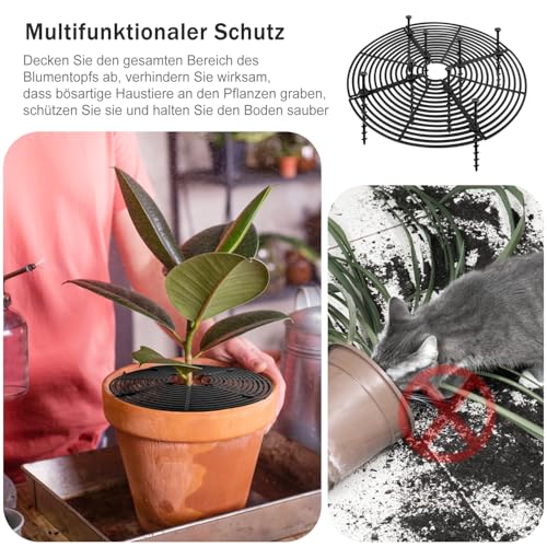 Blumentopfgitter Blumentopf Abdeckung 30cm 2Stk Pflanzenschutz Katze Umweltfreundlichem Pflanzenschutzgitter Ungiftigem für Kinder und Haustiere Schutz von Pflanzen zu Hause vor dem Umkippen