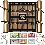 KreativeKraft Crackers de Noël, Pack de 6 Crackers avec Puzzles pour un Amusement Festif Catégorie F1 (Noir Puzzle)