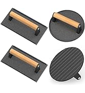 Wildone Smash Burger Press, Round Cast Iron Grill Press Burger Smasher for Griddle, Rectangular B...