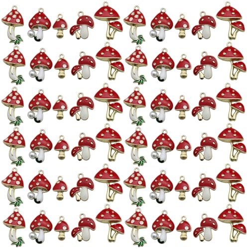 Youdiyla 20pcs Alloy enamel mushroom set series Pendant Jewelry Making DIY Keychain Earrings Pendant Various Design Charms for Jewelry Making Bracelets Necklace (SN463)