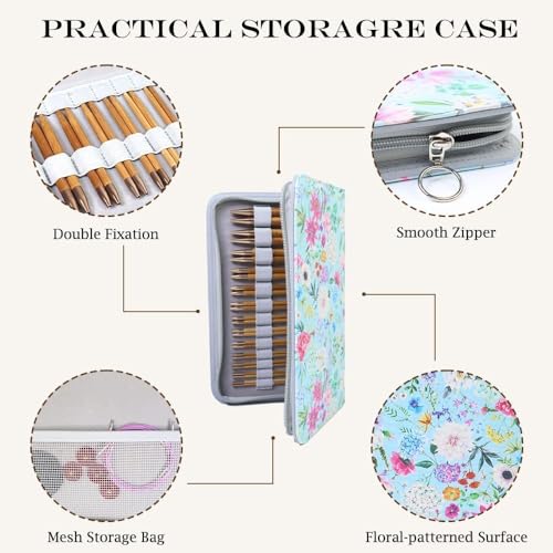 Image of Yarniss Bamboo Circular Knitting Needle with Case,13 Pair Interchangeable Knitting Needles with Flexible Cables 3.5mm~10.0mm, 4-Inch Round Knitting Needle US Size 2.5~15