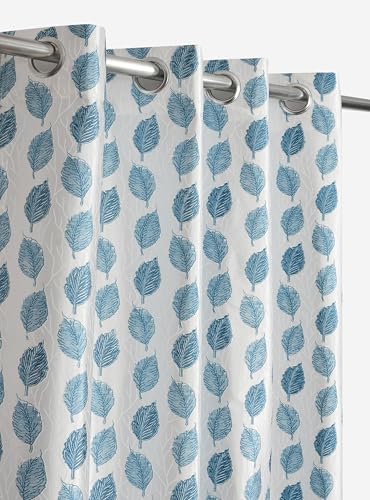 Image of DEVSANG Polyester Curtains 8 Feet Long Set of 3, Aqua