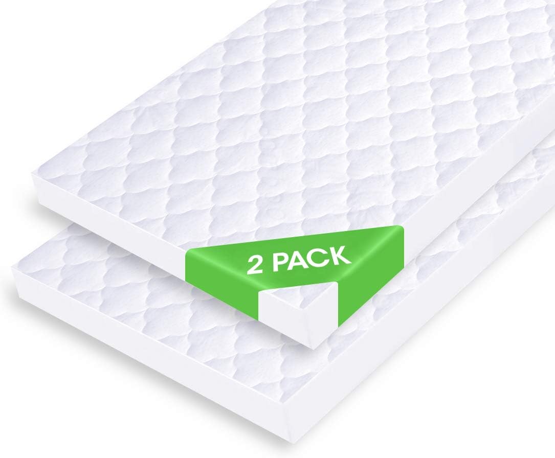 iLuvBamboo Waterproof Bassinet Mattress Pad Protector - Fits Most Mattresses Up to 33” x 17” - Hourglass, Rectangle, Oval - 2 Pack - Soft Bamboo Jacquard Fitted Topper Cover - Quiet & Breathable: Kitchen & Dining