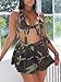 Akmipoem Women's Mini Skirt Set Two Piece Camouflage Outfits Sexy Tie Front Cropped Halter Tops and Pleated Skirts Sets Camouflage L