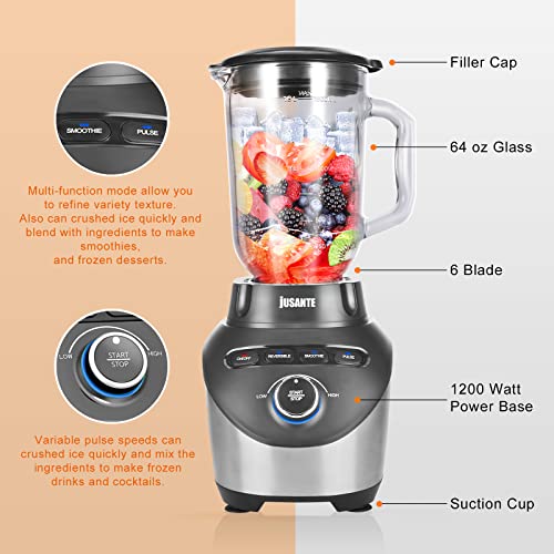 Blender-Countertop-Blender-for-Smoothies-with-64-oz-Glass-Jar-Kitchen-1200-Watts-High-Speed-Juicer-Blender-Ice-Crusher-for-Shakes-Frozen-Drinks-Black