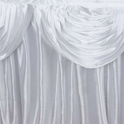 14 feet x 29-Inch White Satin Drape Banquet Table Skirt Linens Wedding Party Events Decorations Kitchen Dining Catering