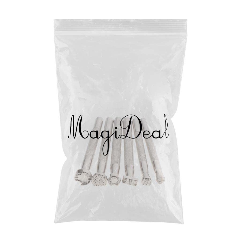 MERISHOPP 6Pcs Manual Leather Craft Stamps Embossing Beveler Stamping Tools Kit 4
