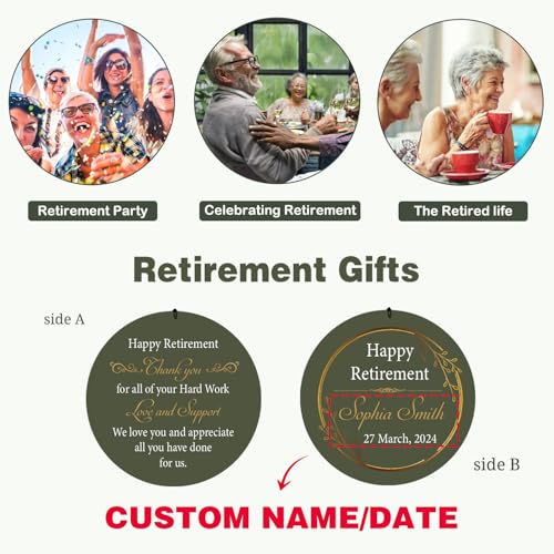 Image of ASTARIN Personalized 36 inch Deep Tone Happy Retirement Wind Chimes, Retirement Wind Spinner Gift for Women Men Teacher Coworker 2024, Going Away Farewell Gifts