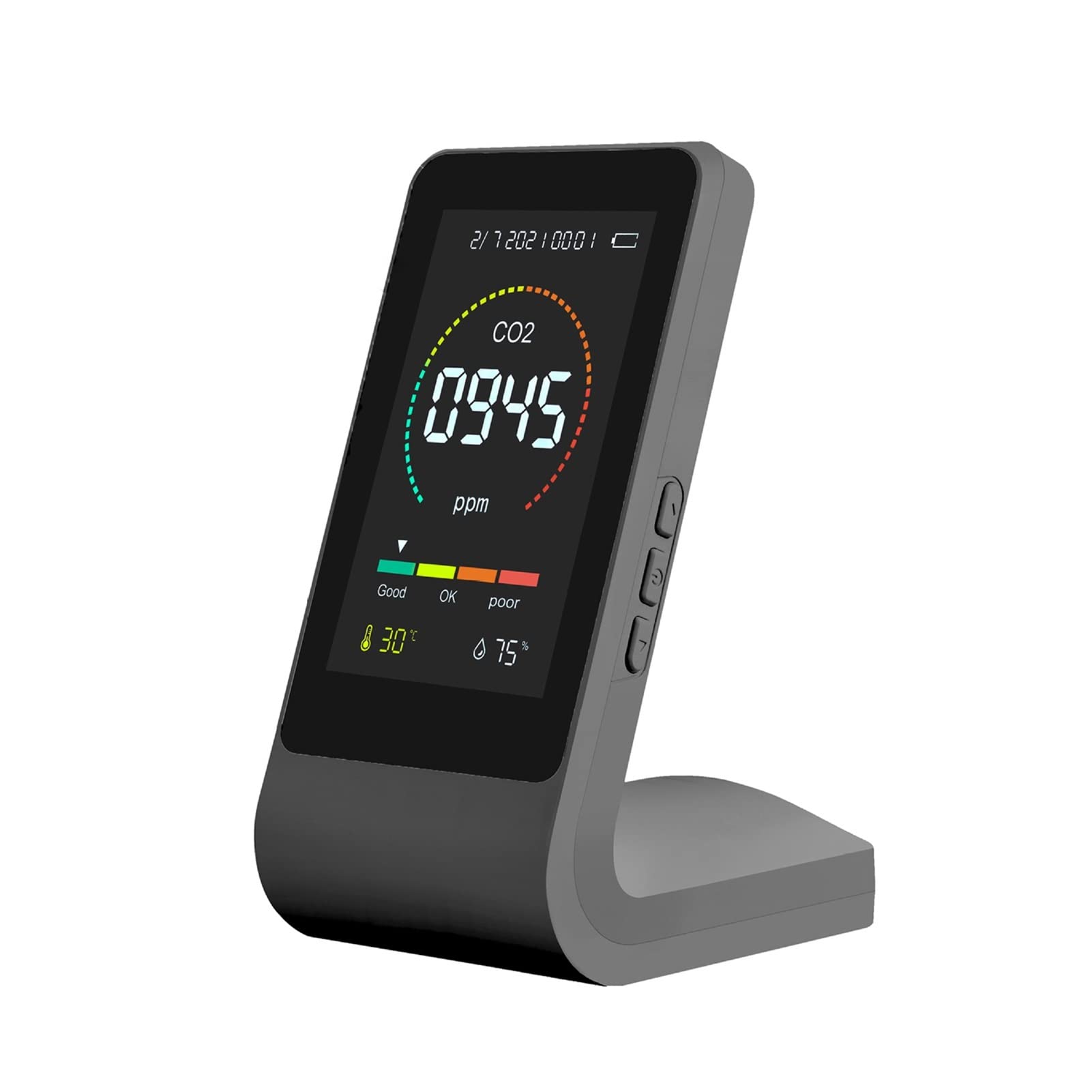 Llawqsm Nero Gas Detector, Carbon Dioxide Detector, Air Quality, Temperature And Humidity, Infrared Three-In-One Co2 Semiconductor Portable(Nero)
