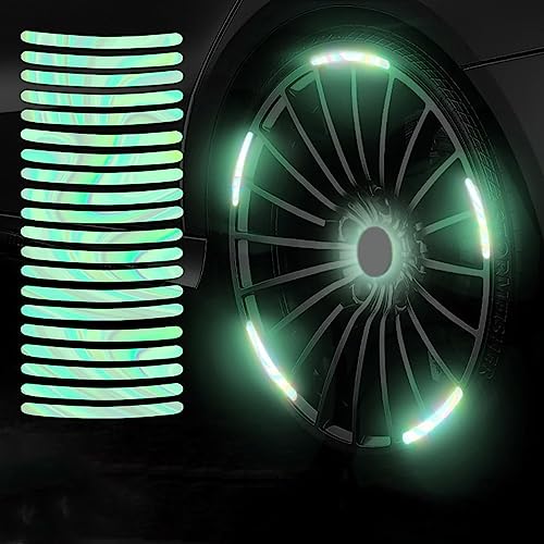 Image of 20PCS Car Wheel Hub Dazzle Color Strong Reflective Stickers for Cars Night Safety Warning Reflective Stripe Decal Auto Motorcycle Wheels Rim Cycling Bicycle Truck Car Stickers (Dazzle Color)