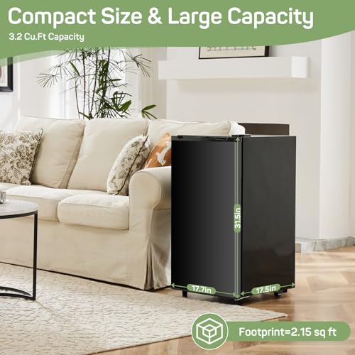 Zibbizo TT-0911-XIBIXI-HEI Upgraded Mini Fridge For Bedroom 3.2 Cu.Ft Small Refrigerator thumb #3
