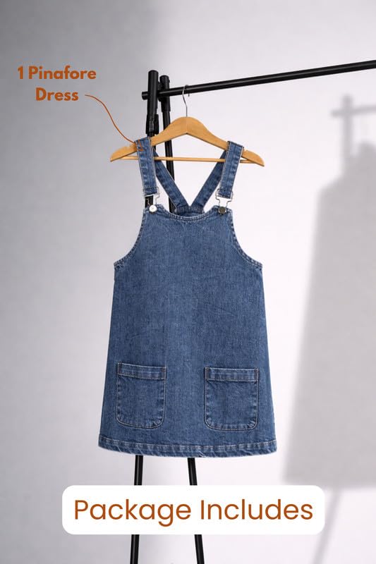 Image of Tweeny Mini Girls Kids Pure Cotton Pinafore Dress Winter Summer Premium Dungaree Dresses with Pockets (Without T-Shirt)