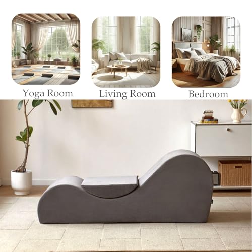 Yoga Chair, Yoga Chaise Lounge Chair Indoor, Yoga Chairs for Adults Exercise, Stretching, Relaxation, Ergonomic Design, Tantra Chair for Bedroom Living Room (Gray)
