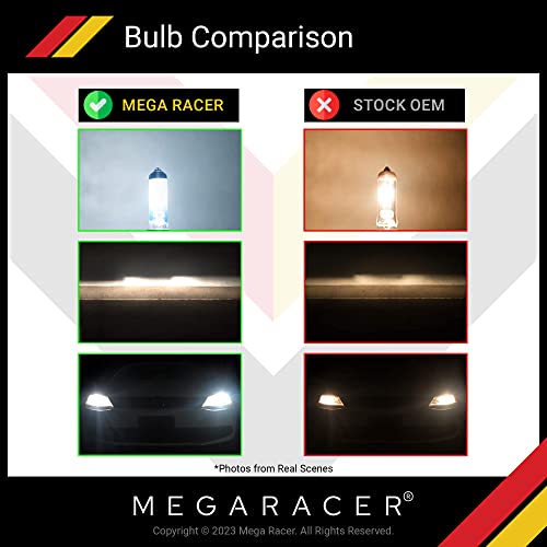 Mega Racer H7 Halogen Headlight Bulbs Combo For Low Beam And High Beam - Super White 5000K 12V 55W, Xenon, Px26D Base, Ip68 Waterproof Rating, Automotive Replacement Bulbs, Pack Of 4 #TOP5
