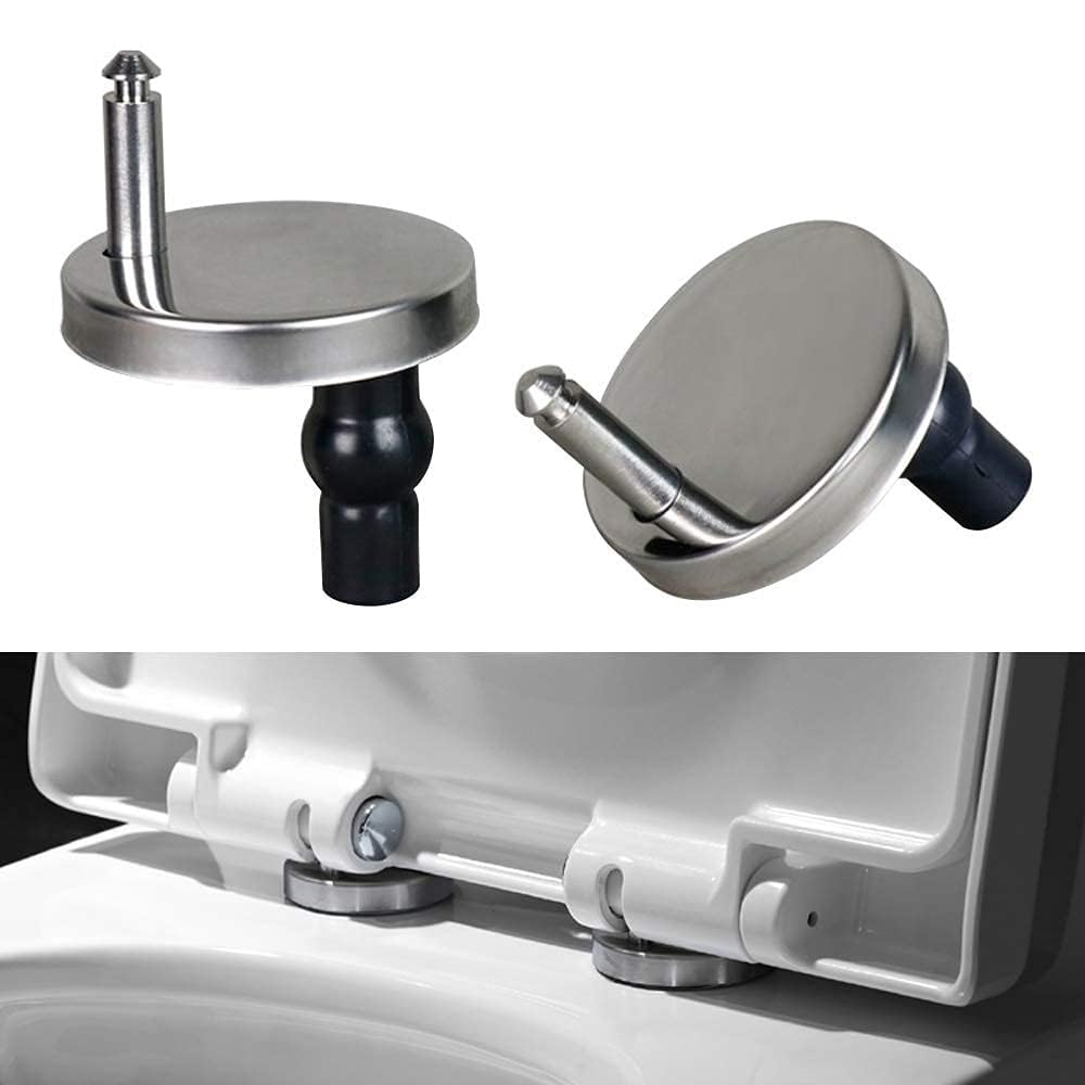 MONIT Stainless Steel SS Toilet Seat Cover Hinges, Quick Release Toilet Seat Hinges, Top Fixing Toilet Seat Cover Reparing Screw Set Round Type With Rubber Bush and Screw, White 1