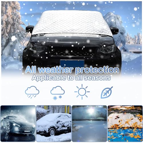Image of Windshield Cover Compatible with Land Rover Range Rover Vogue 2023+, for Ice and Snow, Ice, UV & Frost Wiper Mirror Protector Windproof Sunshade Cover Accessories