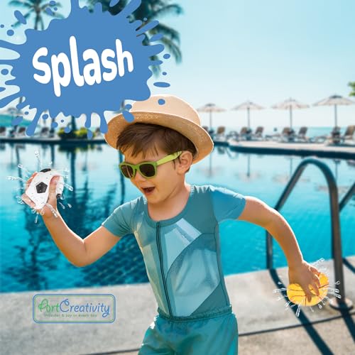 ArtCreativity Sports Balls Water Splash Toys - Set of 3 - Spongy Bath Toys for Kids - 3 Different Athletic Ball Designs Include Football, Basketball, Soccer Ball - Bathtub Toys & Kids Pool Accessories