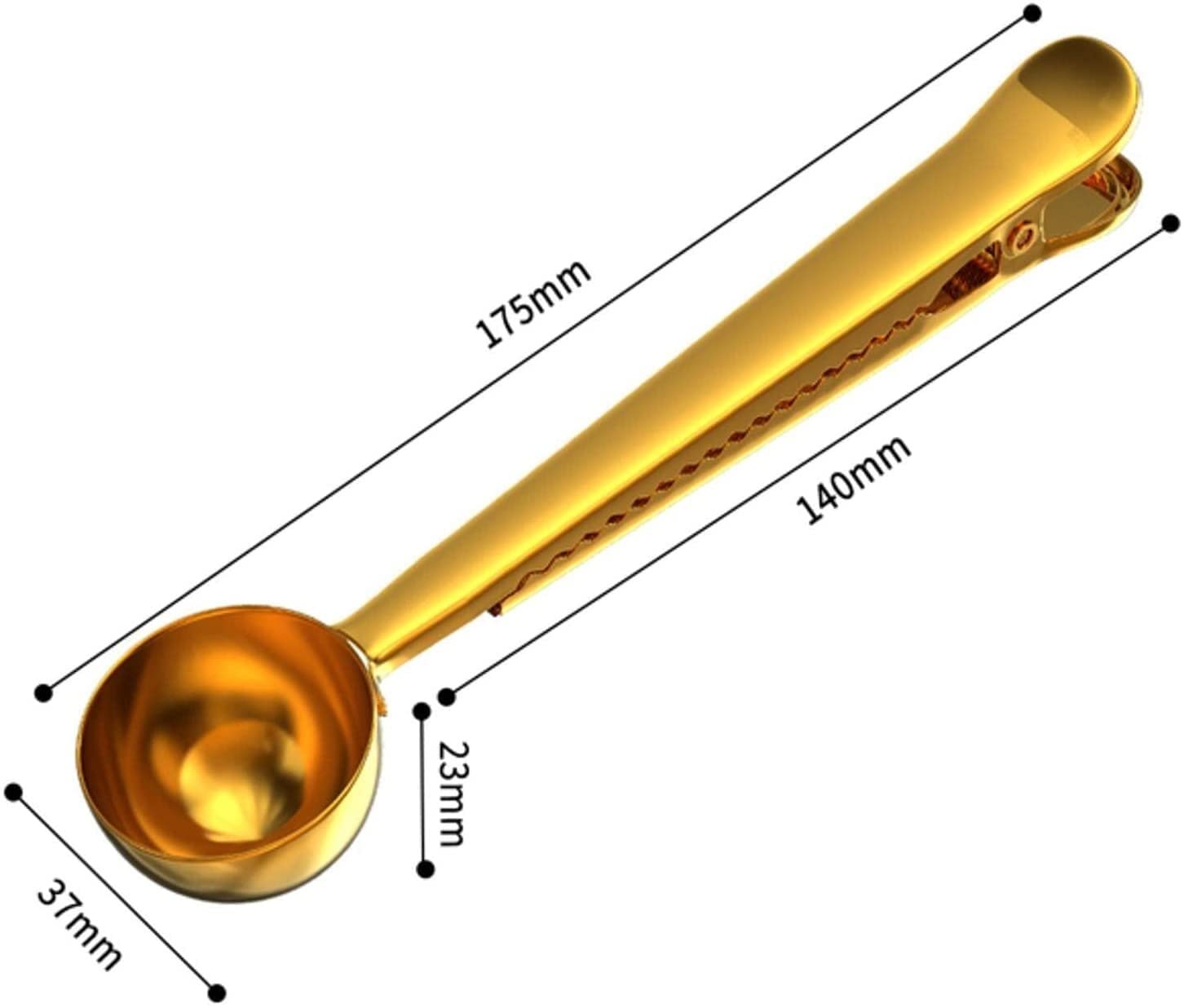 Löffel Restaurants Kaffeelöffel mit langem Griff und Clip Milchpulver Flüssigkeits-Gewürz-Messlöffel Kaffeezubehör Esslöffel Hause(Gold)