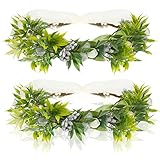 2 Pieces Christmas Flower Crown Bridal Green Leaf Crown Garland Head Piece Boho Photo Shoot Headband...