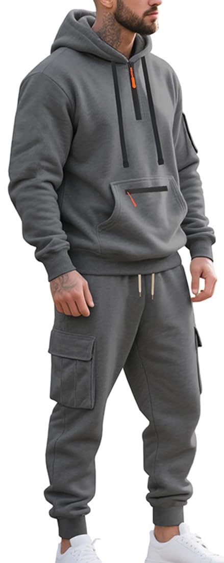 Set da Uomo composto da felpa con cappuccio e pantaloni, completo a due pezzi streetwear Y2K, felpa da uomo con tasche set sportivo