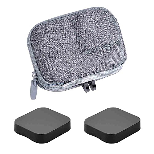 ULBTER Estuche Funda Bolso para GoPro Hero 12 11 10 9 8 Hero12 Hero11 Hero10 Hero9 Hero8 + Tapa Lentes, Viaje Impermeable PU Gris Cuero Bolsa Accesorio [1+2 Unidades]