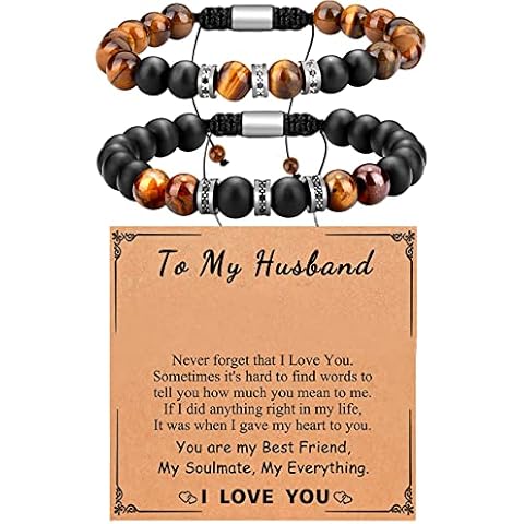 LOWNOUR Bracelets for Men 2pcs Mens Gifts Ideas Unique Gifts for Him Husband Dad Son for Anniversary Birthday Valentines Day Christmas Cover