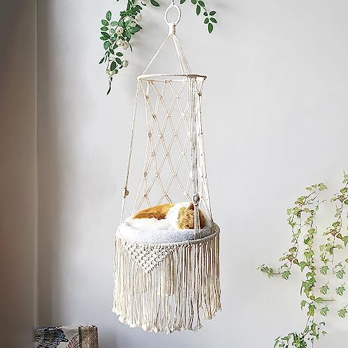 Cat Swing Macrame 30 x 85 cm Cat Bed Pet Cat Hammock Hand-Woven Cats Indoor for Cats Indoor and Outdoor Woven Wall Decoration Gift