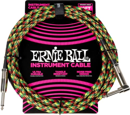Image of Ernie Ball Braided Instrument Cable Straight /Angle 10ft - Good Vibrations (P06481)