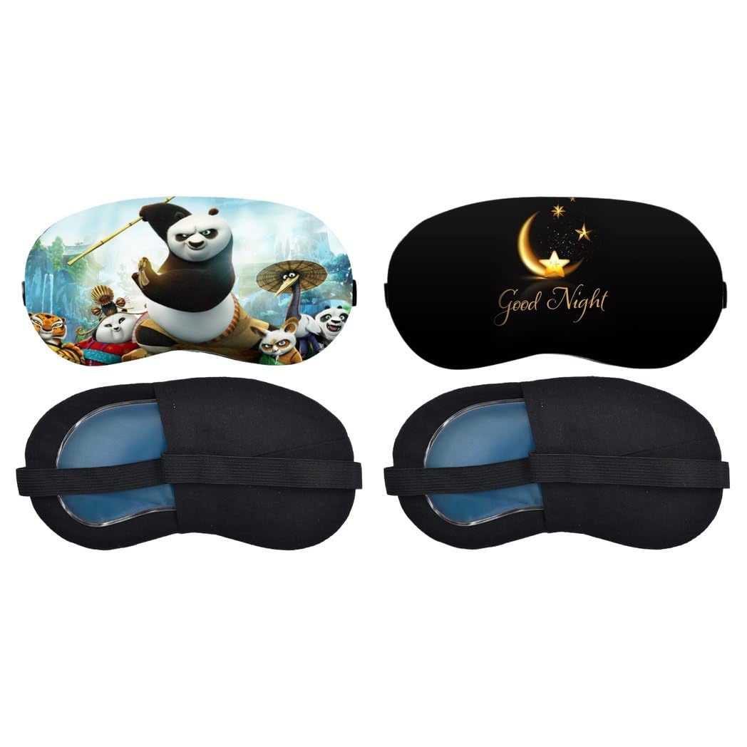 Aoxeria Kung Fu Panda, Golden Good Night Sleeping Eye Mask Combo, Soft Comfortable Light-Blocking Eye Cover for Women, Men & Kids, Reusable Blindfold for Night Sleep, Nap, Travel, Flight (Pack of 2)-image-30