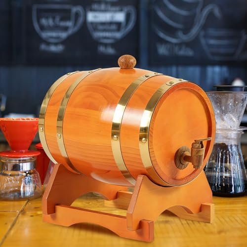 Soporte de madera rústico INOOMP para barril de vino de 5l con base estable 7