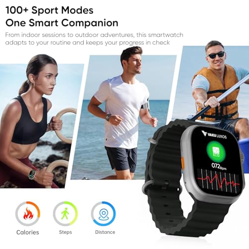 Image of Vaku Luxos Advanced Bluetooth Calling Smartwatch with 1.99 inch HD Display Heart Rate & ECG Monitor, Unlimited Watch Faces 10+ Sports Modes, Sleep Tracker, Silicone Strap- Black