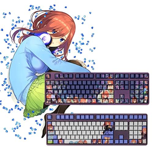 五等分の花嫁 ∽ ゲーマースタイルの描き下ろしストア 11月15日より開催! 五等分の花嫁 キーキャップ 122キー セット PBT キーボード ゲーミング グッズ 二乃 三玖 五面熱昇華 青 滑り止め オシャ