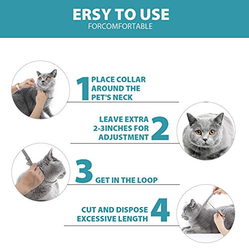 Cat Flea and Tick Collar,8 Month Flea and Tick Treatment and Prevention Cats,Adjustable,Waterproof,100% Natural Ingredients,Include Tick Removal Tools (2 Pack)